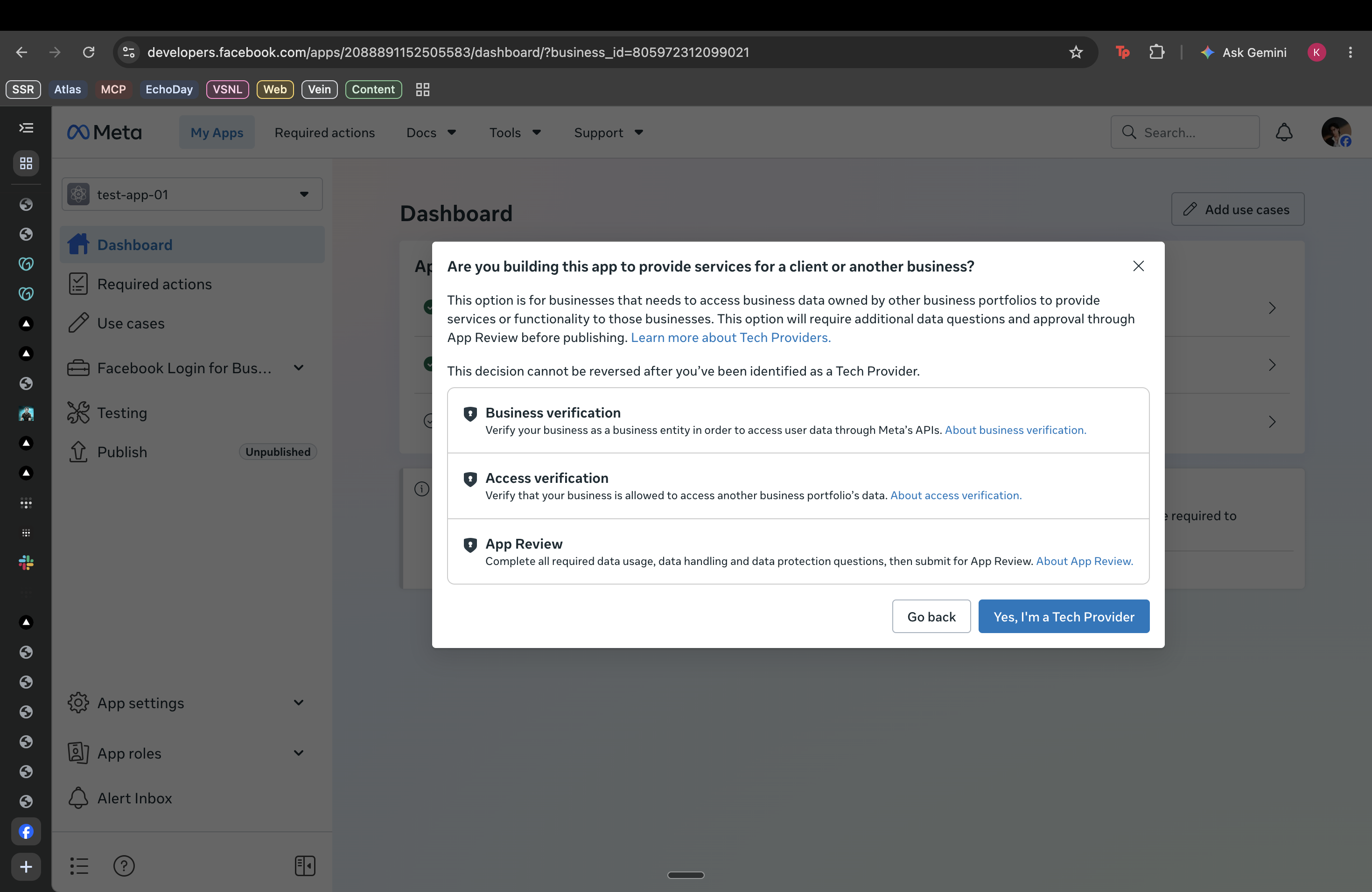Meta Become a Tech Provider dialog